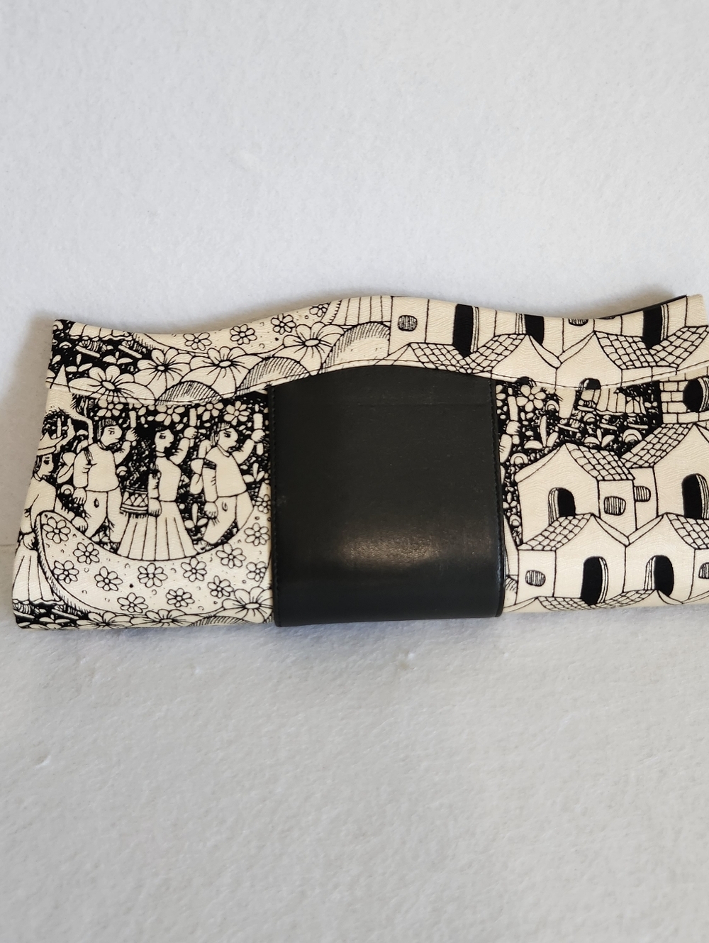 Pineda Covalin Black Clutch With Mexican Village Life Graphic